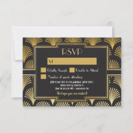 Cartões de RSVP Vintage Gatsby Casamento 1920 Resp