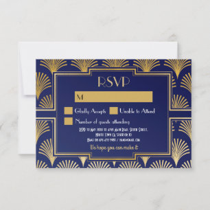 Cartões de RSVP Vintage Gatsby Casamento Responder