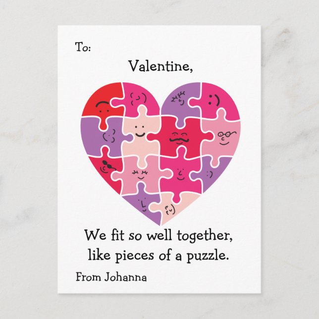 Cartões de sala de aula namorados Coração utismo (Frente)