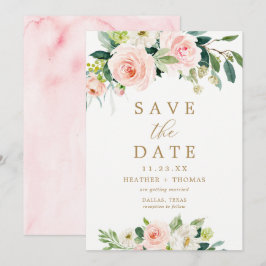 Cartões de Salvar a Data em Aquarela Rosa Elegante