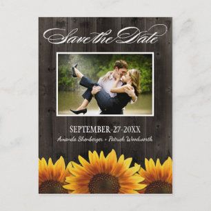 Cartões de Salvar a Data Rústicos de Girassol de M