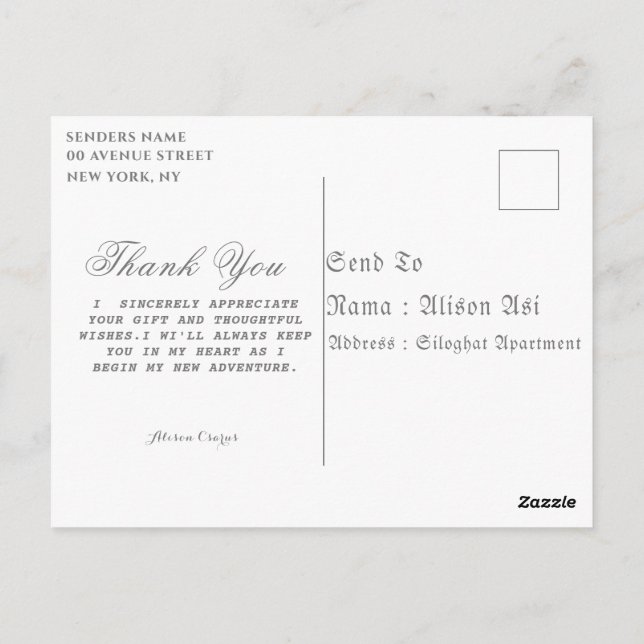 Cartões de saudação (Verso)