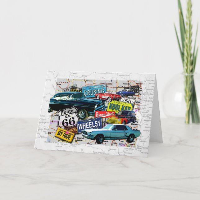 Cartões de Saudação - Carros de Rota 66_Classic (Frente)
