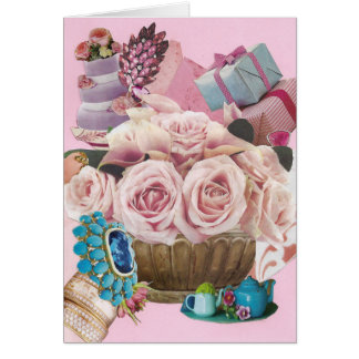 Cartões de Saudação com Rosas de Lixo Rosa
