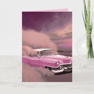 CARTÕES DE SAUDAÇÃO DE CARRO CLÁSSICO ROSA CADDY
