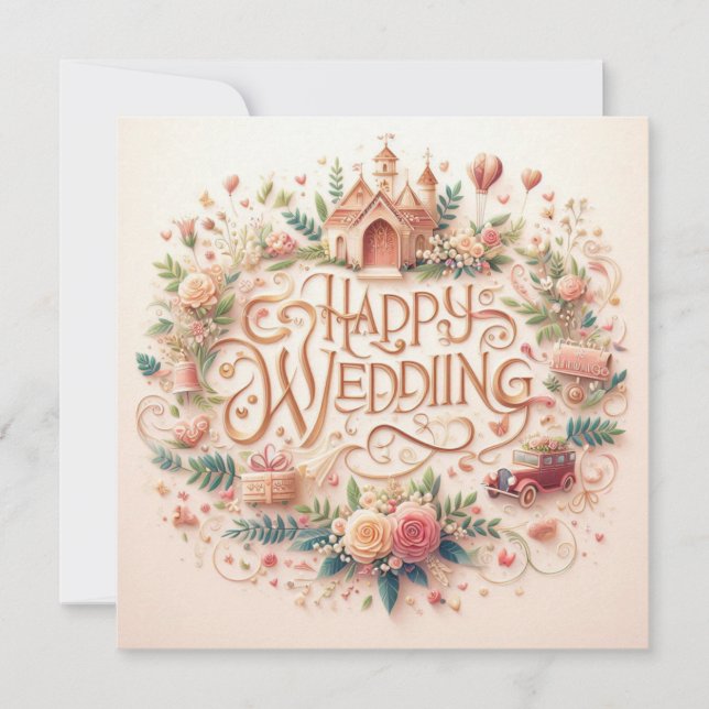 Cartões de Saudação de Casamento Feliz (Frente)