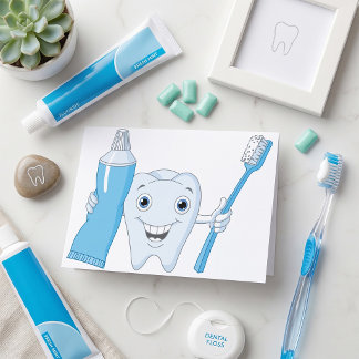 Cartões de Saudação de Dente e Escova de Dentes