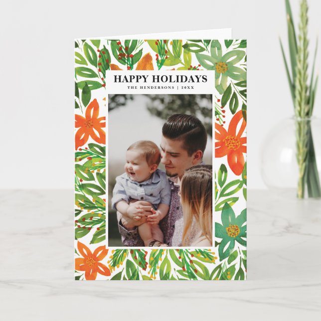 Cartões de saudação de flores pintadas para férias (Frente)