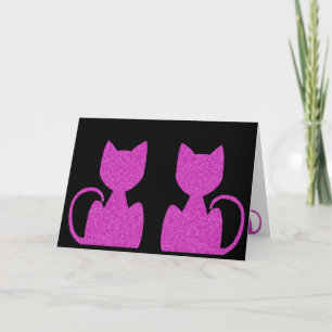 Cartões de saudação de gatos enigmáticos cor-de-ro