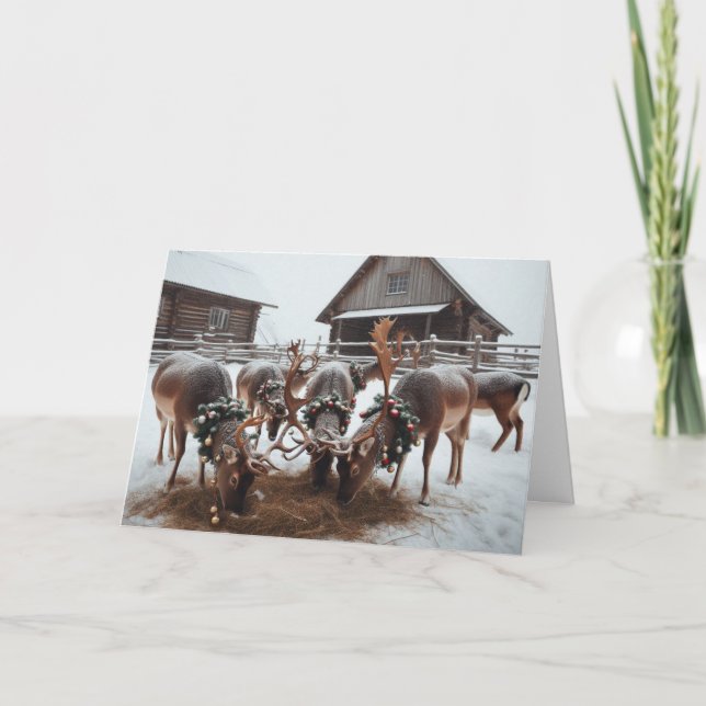 Cartões de saudação de Natal para Reindeer. (Frente)