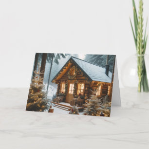 Cartões de saudação de Natal Rustic Cabin