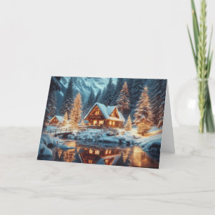 Cartões de saudação de Natal Rustic Cabin