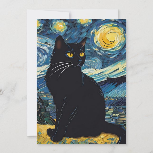 Cartões de saudação de pintura de paisagem de gato (Frente)