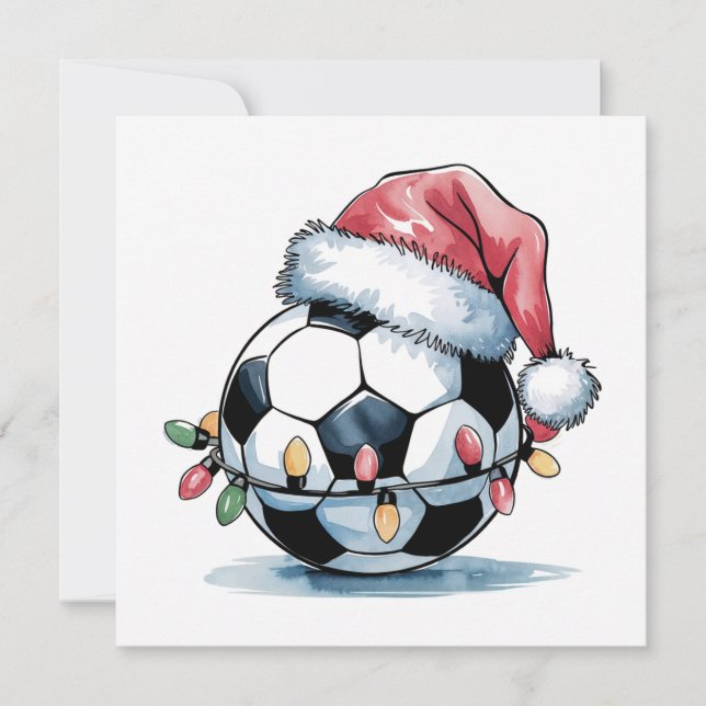 Cartões de Saudação de Santa Hat, Futebol de Natal (Frente)