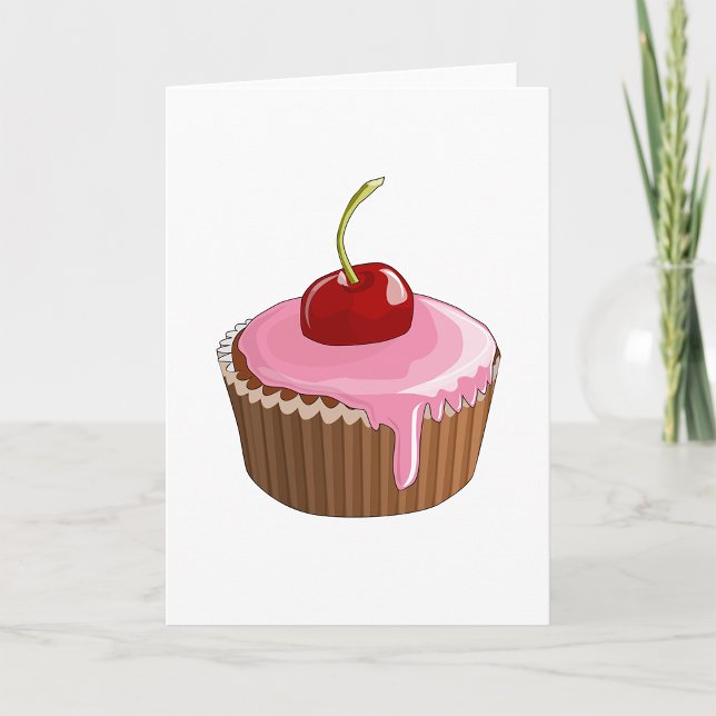 Cartões de saudação do Cupcake Cherry (Criador carregado)