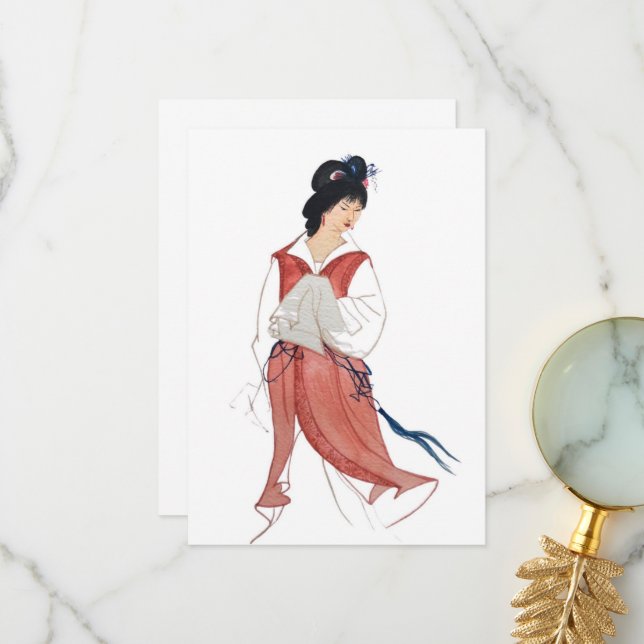 Cartões de saudação Geisha Japonês (Frente/Verso In Situ)
