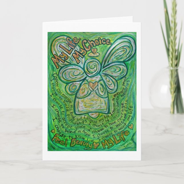 Cartões de saudação personalizados do Angel Green  (Frente)