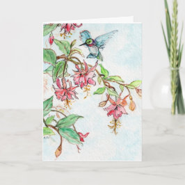 Cartões de saudação por aquarela do Hummingbird