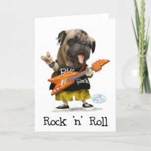 Cartões de Saudação Rock N Roll Pug
