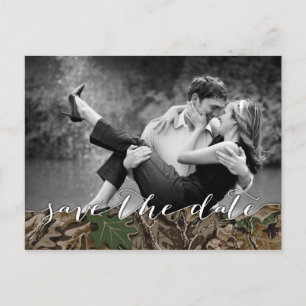Cartões de Save the Date com Foto Rústica Camo Cou