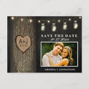 Cartões de Save the Date com Jarra Mason e Foto de