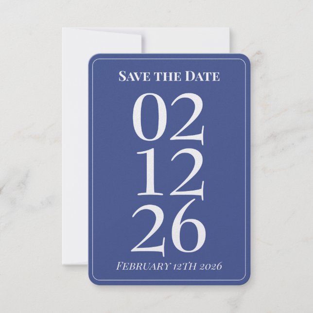 Cartões de Save the Date de casamento azul e branc (Frente)