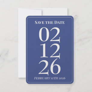 Cartões de Save the Date de casamento azul e branc