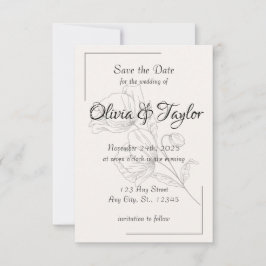 Cartões de Save the Date de Casamento Beige Elegan