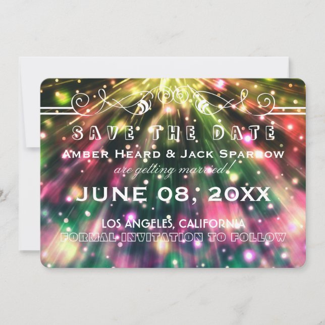 Cartões de Save the Date de Casamento com Fogos de (Frente)