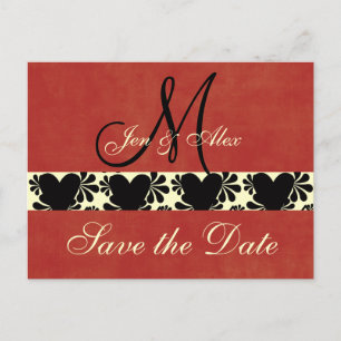 Cartões de Save the Date de casamento com monogram
