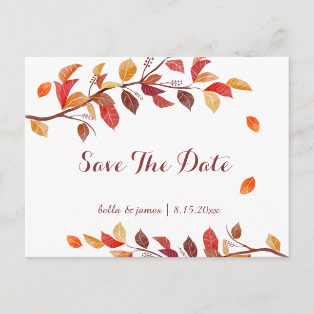 Cartões de Save The Date de casamento de Folhas de (Frente)
