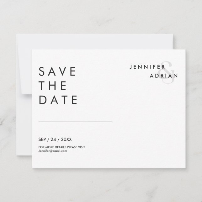Cartões de Save the Date de Casamento Mínimos (Frente)