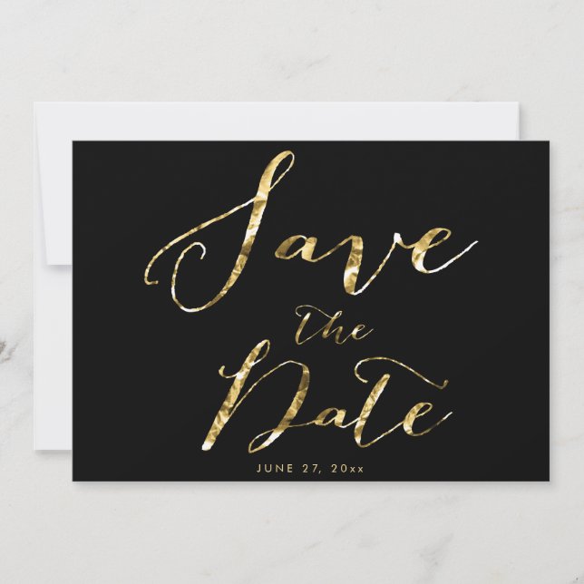 Cartões de Save The Date de Casamento Preto Elegan (Frente)
