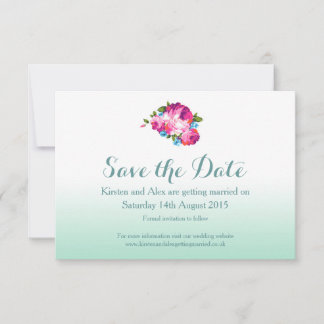 Cartões de Save the Date Florais de Ombre Mint