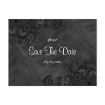 Cartões de Save The Date Florais Preto Hibisco Gót