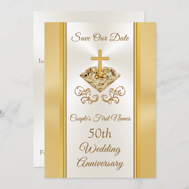 Cartões de Save the Date para Bodas de Ouro de 50  (Frente/Verso)