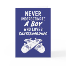 Cartões de Skate Azul Para Meninos Para Crianças E