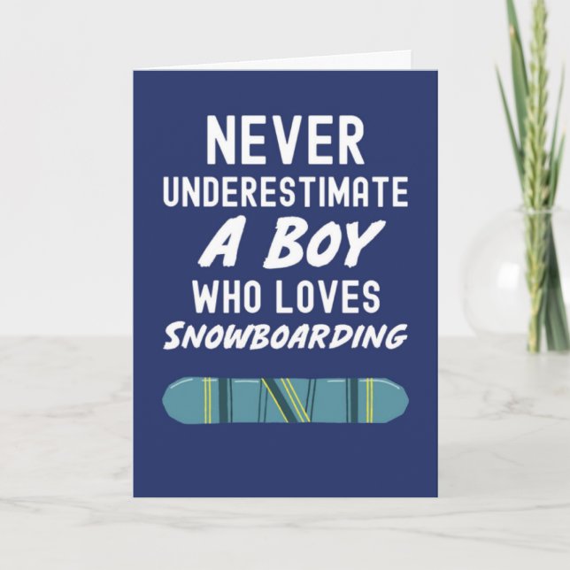 Cartões de Snowboarder Azul Marinho Fofo para Meni (Frente)