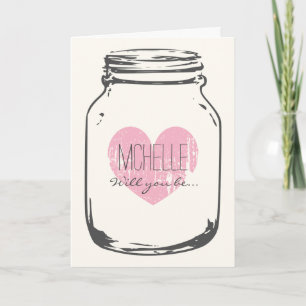 Cartões de solicitação mason jar bridesmaid person