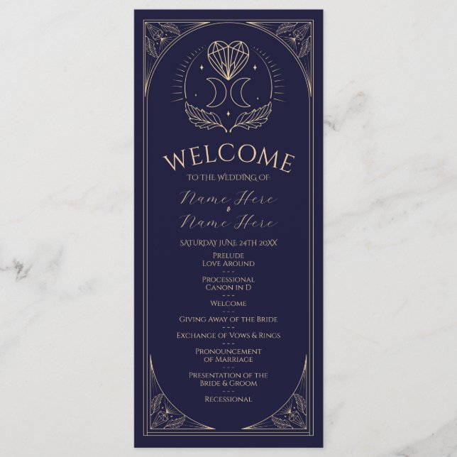 Cartões de Tarot do Programa da Festa de Casamento (Frente)