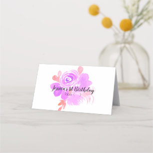 Cartões de Tenda Florais Rosa Roxo Aquarela