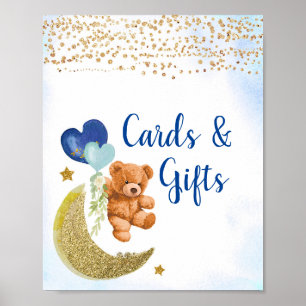 Cartões de Urso Azul-Balão e Poster de Presentes