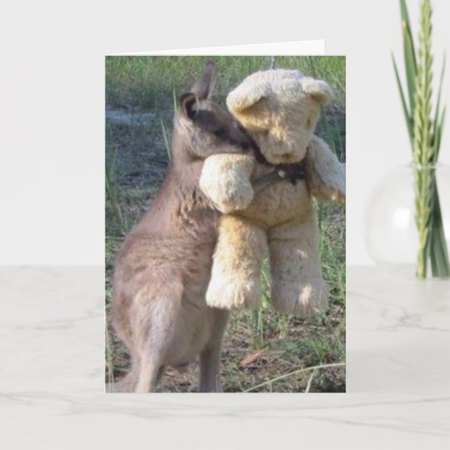 Cartões De Urso Wallaby Hugging (Frente)