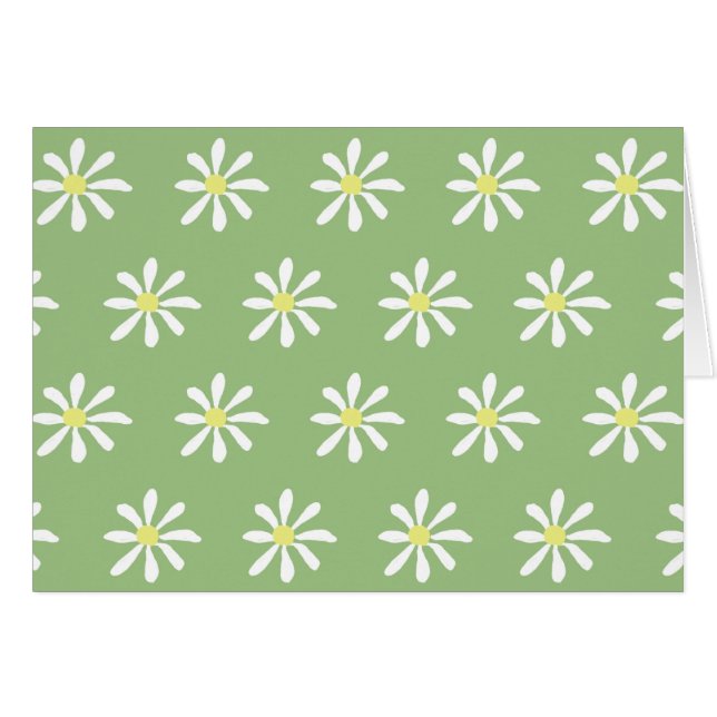 Cartões de Vazio Daisy (Sage Green & White) (Frente Horizontal)