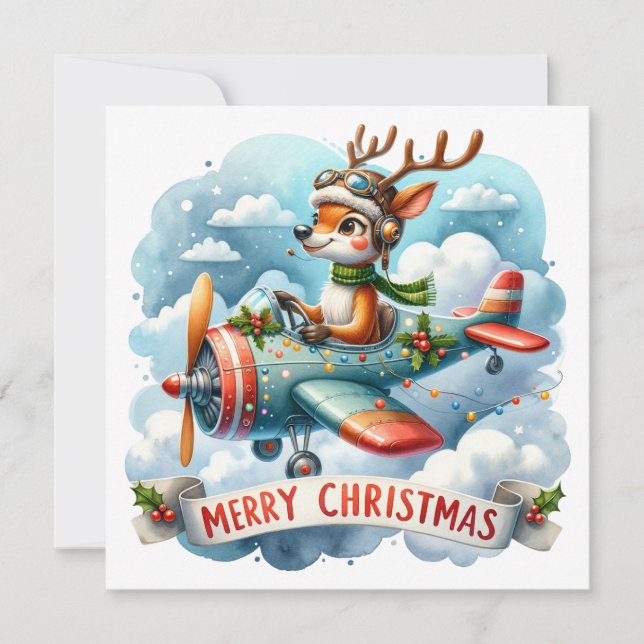 Cartões de Vestígio de Natal para avião (Frente)
