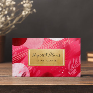 Cartões de Visita Abstratos Dourado Rosa Vibrante