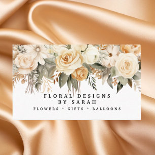 Cartões de Visita Boho Dourado e Flores de Champan