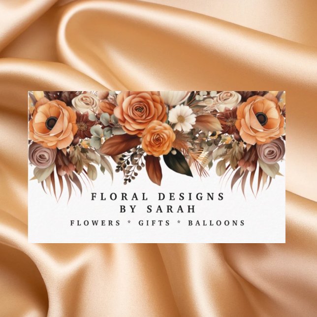 Cartões de Visita Boho Dourado e Flores de Champan (Criador carregado)
