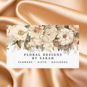 Cartões de Visita Boho Gold e Flores de Champanhe