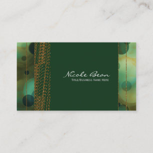 Cartões de Visita Bokeh Glam Green & Gold Chic